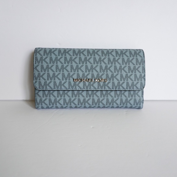 Michael Kors Handbags - Michael Kors Jet Set Trifold Wallet MK Pale Blue